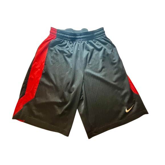 Nike Athletic Basketball Shorts Black Red Striped Gym Activewear Mens - Picture 1 of 8